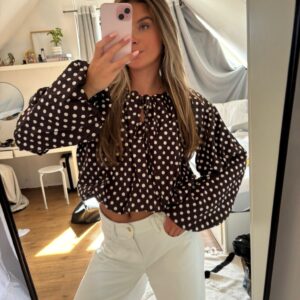 polka dots blouse bruin