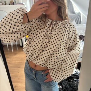 polka dots blouse wit/bruin