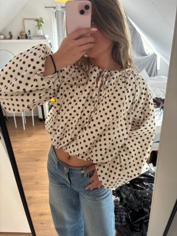 polka dots blouse wit/bruin