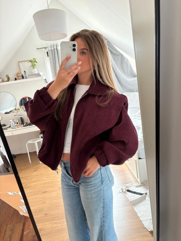 Suède bomber w/ detail burgundy - Afbeelding 3