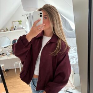 Suède bomber w/ detail burgundy