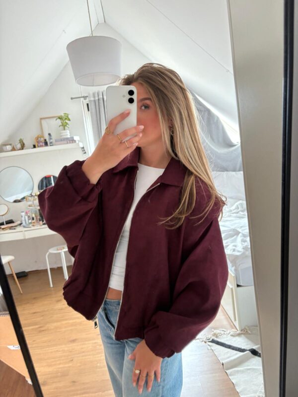 Suède bomber w/ detail burgundy