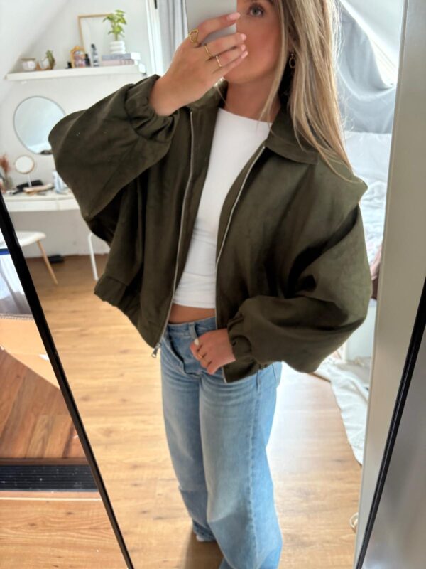 Suède bomber w/ detail groen