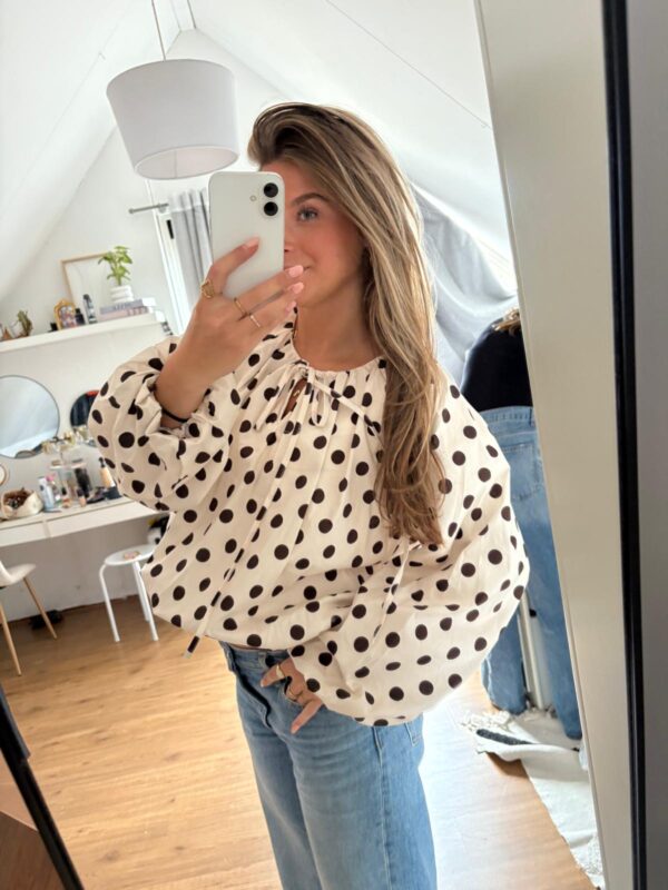 Dots blouse wit one size - Afbeelding 2
