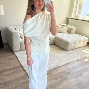 Linen one shoulder top white
